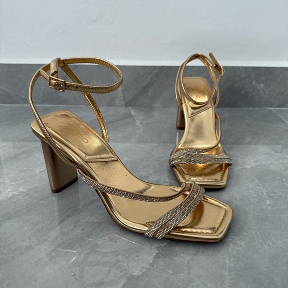 Aldo Shoes - NWOT Women’s Aldo Melena Embellished Rhinestone Ankle Strap Shimmer Heels Size 9